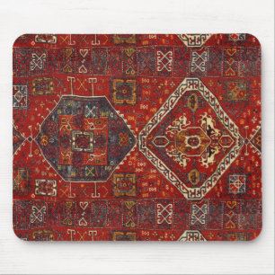 Oriental rug design in  dark red no5 mouse mat