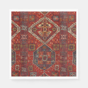 Oriental rug design in  dark red no5 napkin