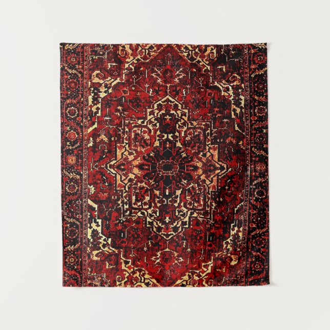 Oriental rug design in  dark red  tapestry (Front)