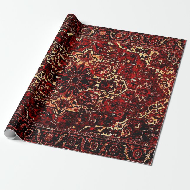 Oriental rug design in  dark red  wrapping paper (Unrolled)