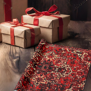 Oriental rug design in  dark red   wrapping paper