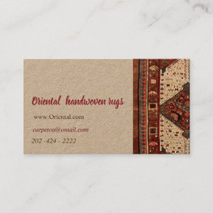 Oriental rug design in red and cream business card