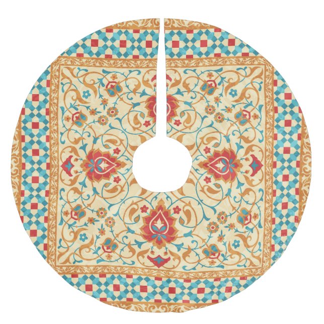Oriental rug, floral ornamental pattern. brushed polyester tree skirt (Front)