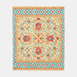 Oriental rug, floral ornamental pattern. fleece blanket