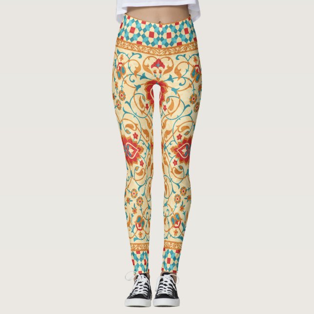 Oriental rug, floral ornamental pattern. leggings (Front)