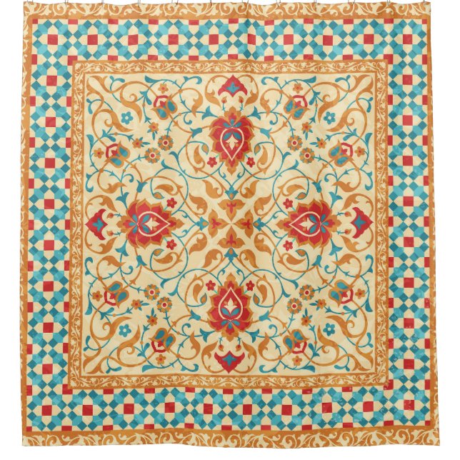 Oriental rug, floral ornamental pattern. shower curtain (Front)