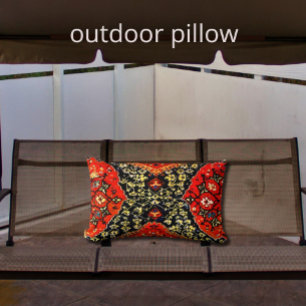 Oriental rug in blue&orange lumbar cushion