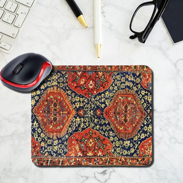 Oriental rug in blue &orange mouse mat (Creator Uploaded)