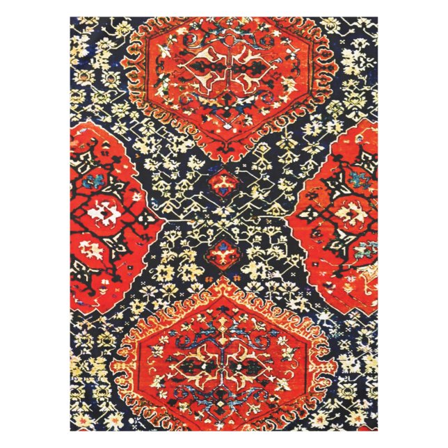 Oriental rug in blue&orange tablecloth (Front)