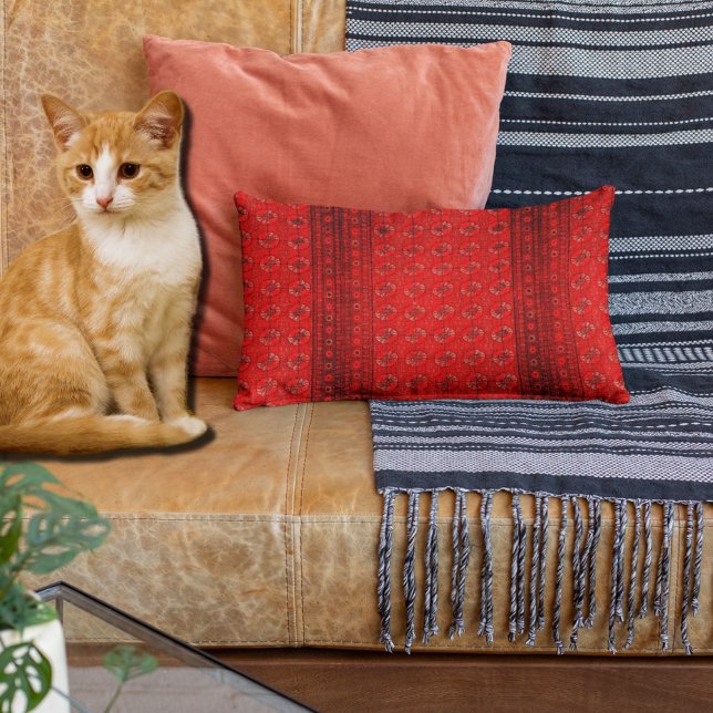 Oriental rug in  vivid reds  lumbar cushion (Creator Uploaded)