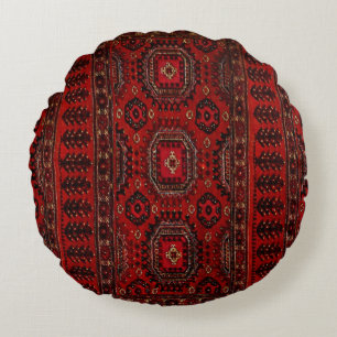 Oriental rug in warm colours round cushion