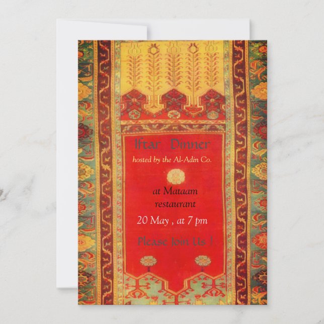 Oriental rug Ladik style - iftar dinner Invitation (Front)