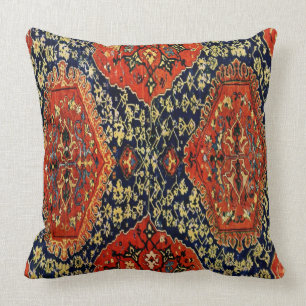 Oriental rug look in blue&orange no2 cushion
