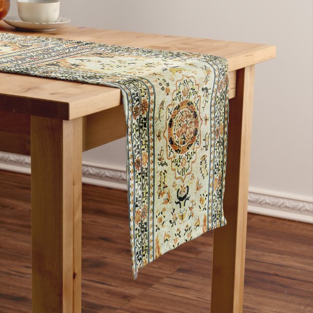 Oriental rug look in light colours  short table runner (In Situ)