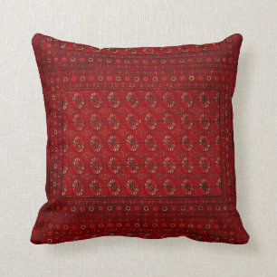 Oriental rug look in reds cushion