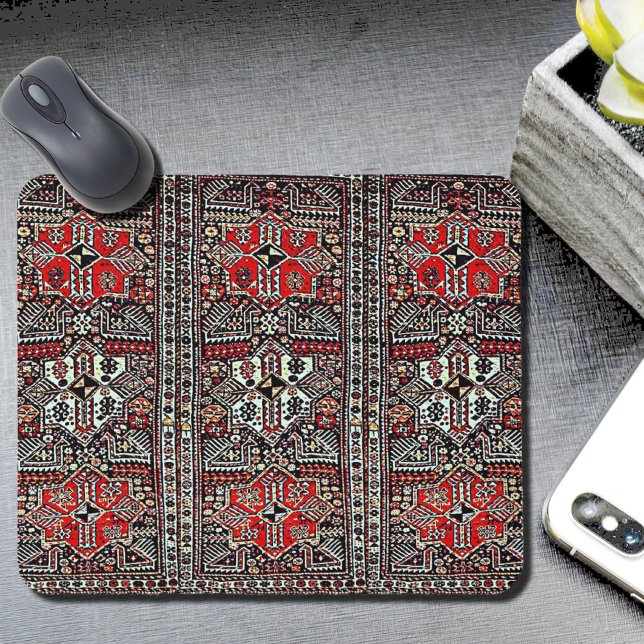 Oriental rug look - red white black  mouse mat (Creator Uploaded)