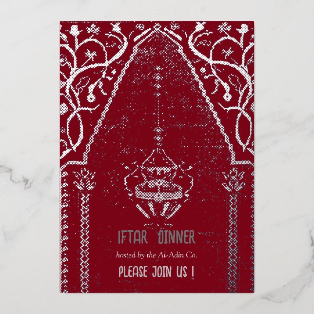 Oriental rug Mosque  - iftar dinner Foil Invitatio (Front)