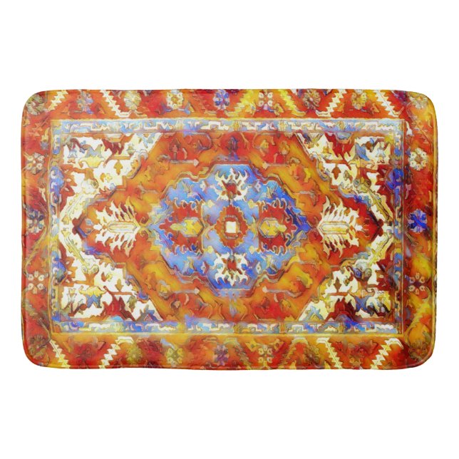 Oriental rug - orange blue  watercolor look (Front)