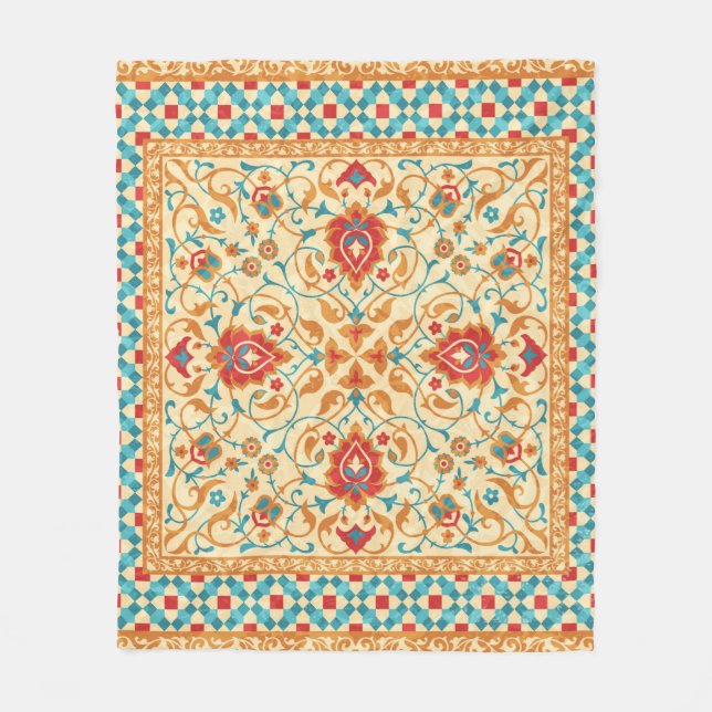 Oriental rug,ornate ornamental floral pattern,styl fleece blanket (Front)