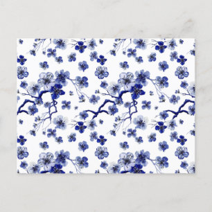 Oriental Sakura Branch Pattern Holiday Postcard