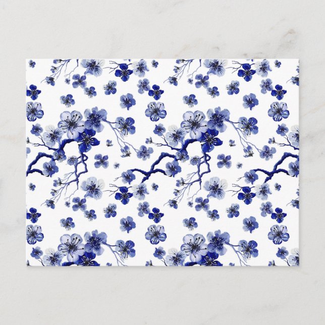 Oriental Sakura Branch Pattern Holiday Postcard (Front)
