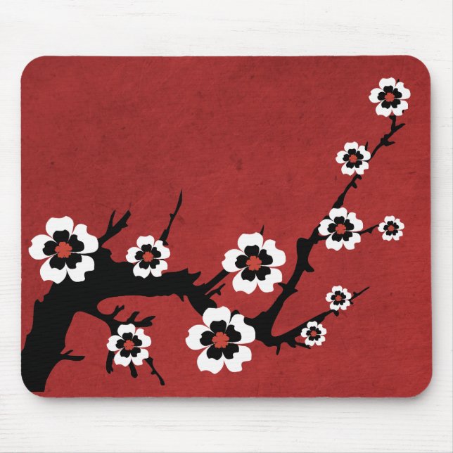 Oriental Sakura, Cherry Blossoms Mouse Mat (Front)
