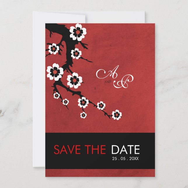 Oriental Sakura Wedding Invitation (Front)
