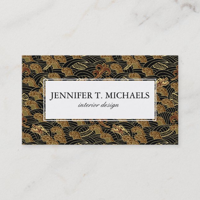 Oriental Sea Dragon Pattern Business Card (Front)