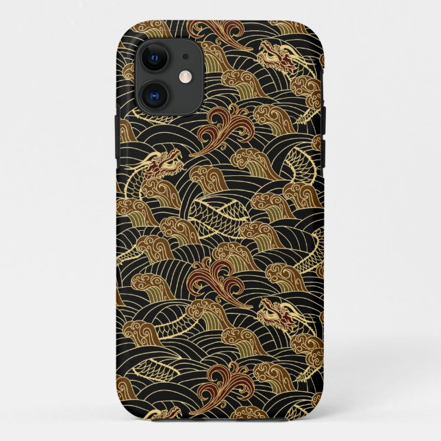 Oriental Sea Dragon Pattern Case-Mate iPhone Case (Back)