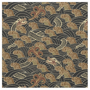 Oriental Sea Dragon Pattern Fabric