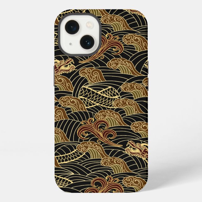 Oriental Sea Dragon Pattern iPhone Case (Back)