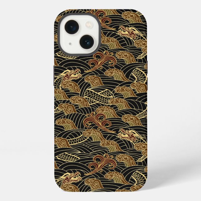 Oriental Sea Dragon Pattern iPhone Case (Back)