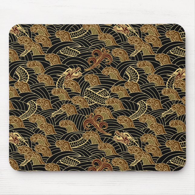 Oriental Sea Dragon Pattern Mouse Mat (Front)