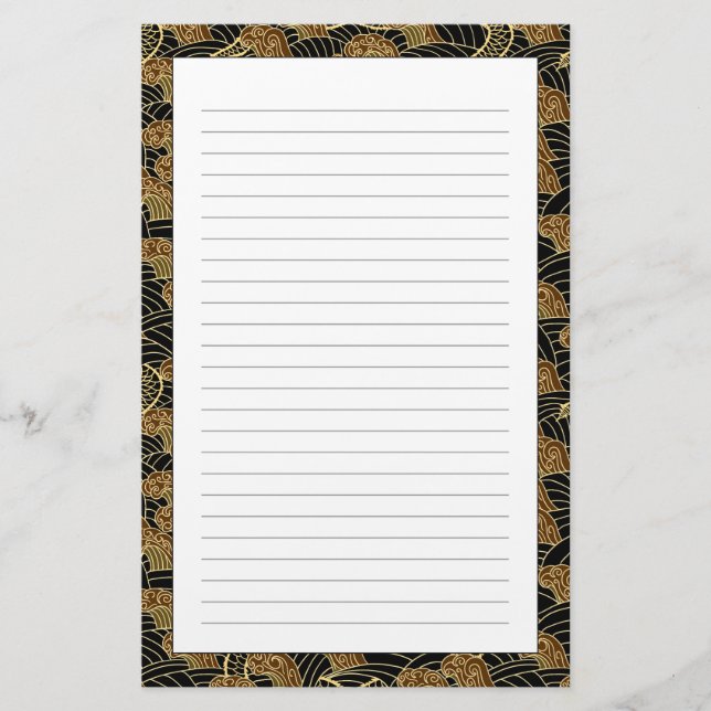 Oriental Sea Dragon Pattern Stationery (Front)