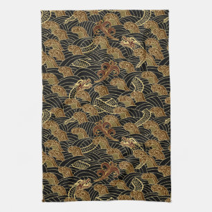 Oriental Sea Dragon Pattern Tea Towel