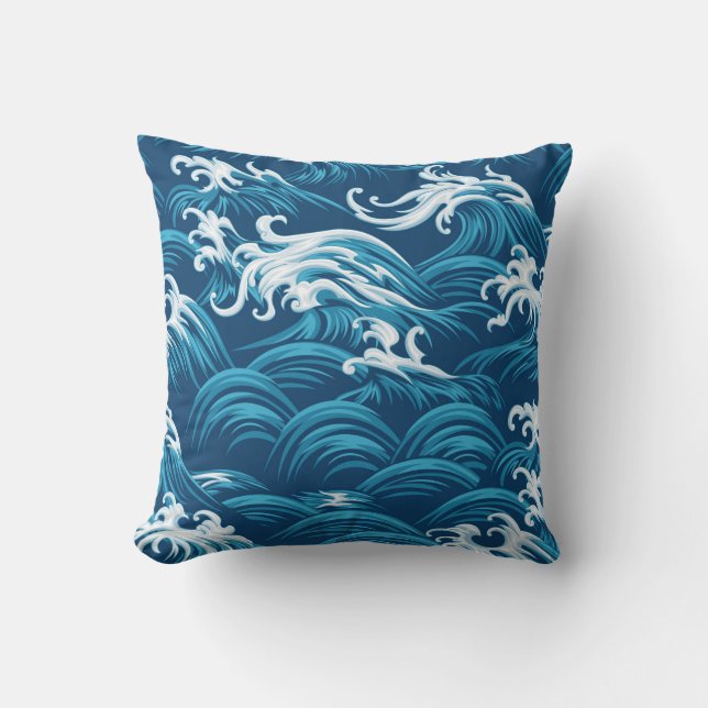 Oriental sea seamless decorative pattern cushion (Front)