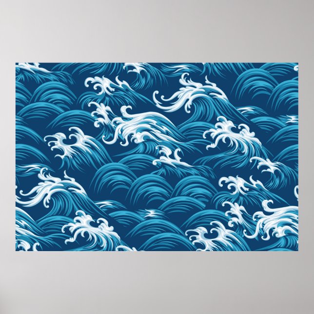 Oriental sea seamless decorative pattern poster (Front)