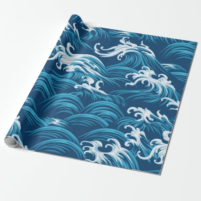 Oriental sea seamless decorative pattern wrapping paper (Unrolled)