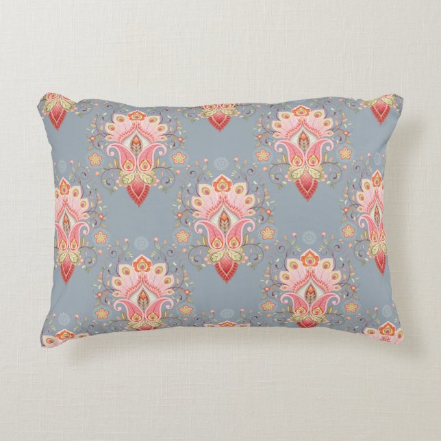 Oriental seamless background with paisley flower a decorative cushion (Front)