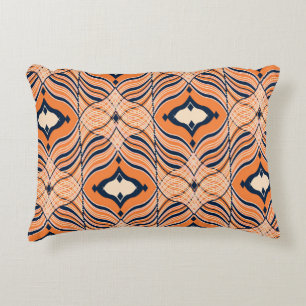 Oriental Seamless: Black Orange Ornament Decorative Cushion