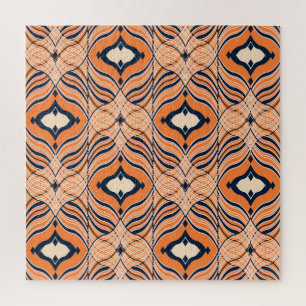 Oriental Seamless: Black Orange Ornament Jigsaw Puzzle