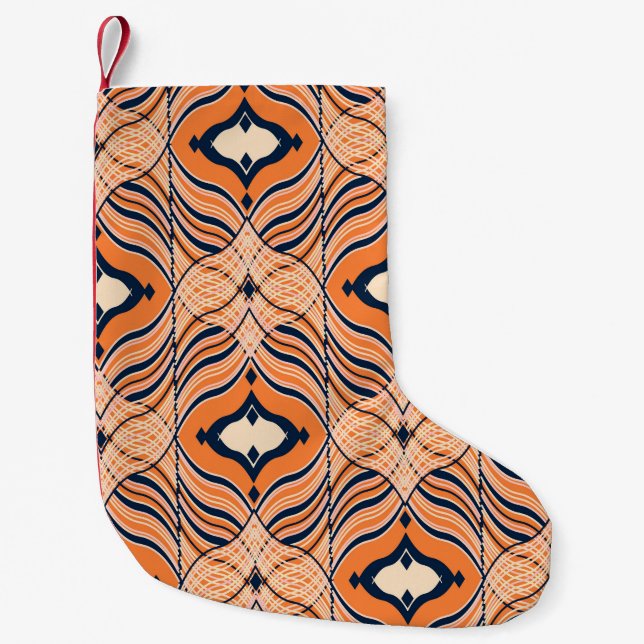 Oriental Seamless: Black Orange Ornament Small Christmas Stocking (Front)