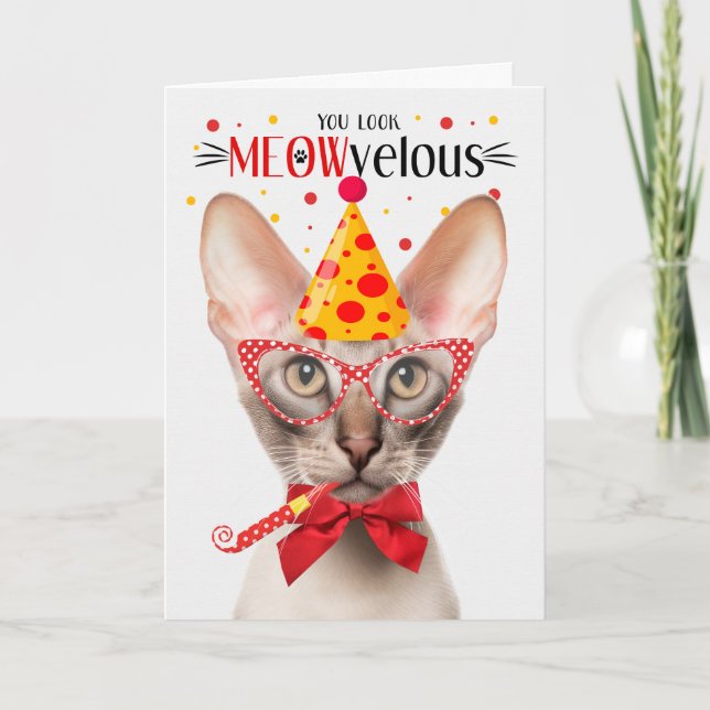 Oriental Shorthair Cat MEOWvelous Birthday Card (Front)