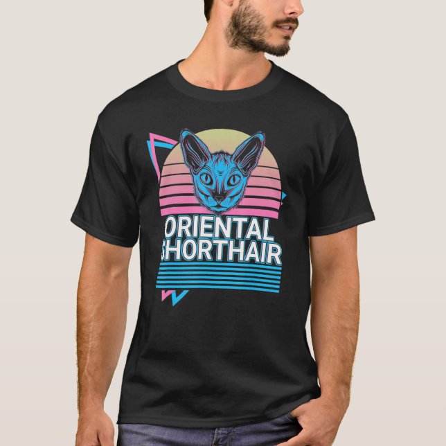Oriental Shorthair Cat Retro T-Shirt (Front)