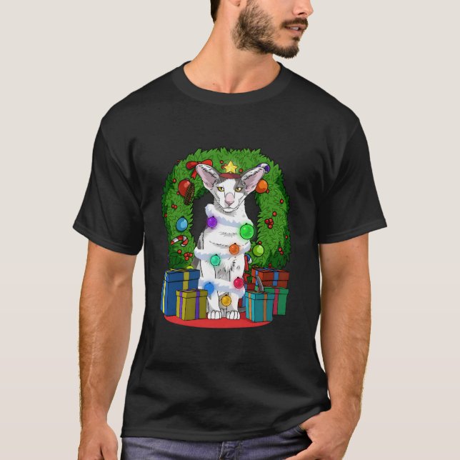 Oriental Shorthair Cat Tree X-Mas Santa T-Shirt (Front)