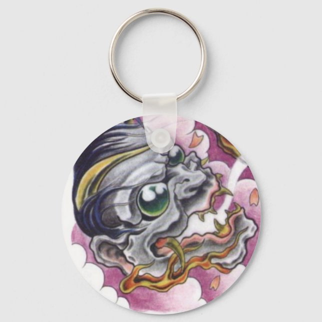 oriental skull demon tattoo key ring (Front)