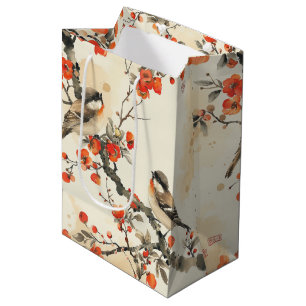 Oriental Songbirds and Blossom - Traditional Asian Medium Gift Bag
