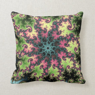 Oriental Star - colourful mesmerising fractal art Cushion