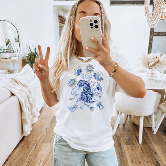 Oriental Style Chinoiserie Tiger Boho t-shirt (Creator Uploaded)