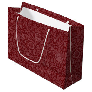 Oriental style floral design in dark red large gift bag